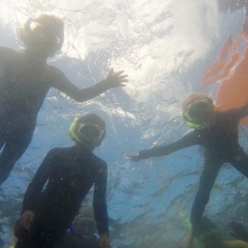 Students from Gisborne Central School exploring the reef at Te Tapuwae o Rongokako Marine Reserve.